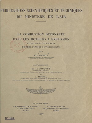 cover image of La combustion détonante dans les moteurs à explosion